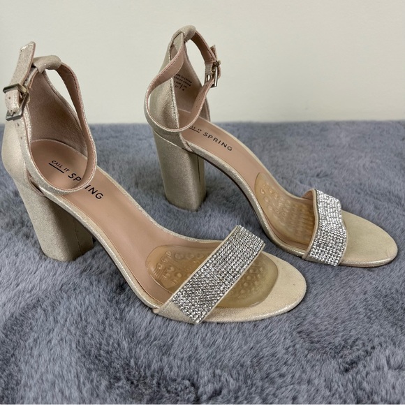 NEW Call It Spring Jewelled Block High Heel Sandals - Size 6.5 - Picture 2 of 8